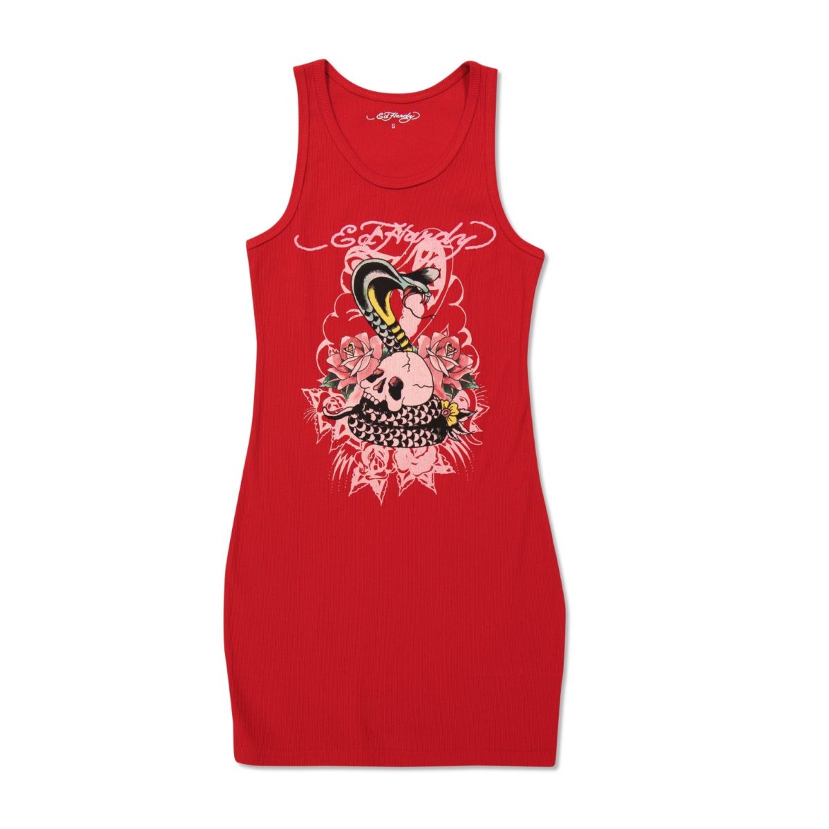 Red Ed Hardy Cobra Rib Tank Dress | QE7852013