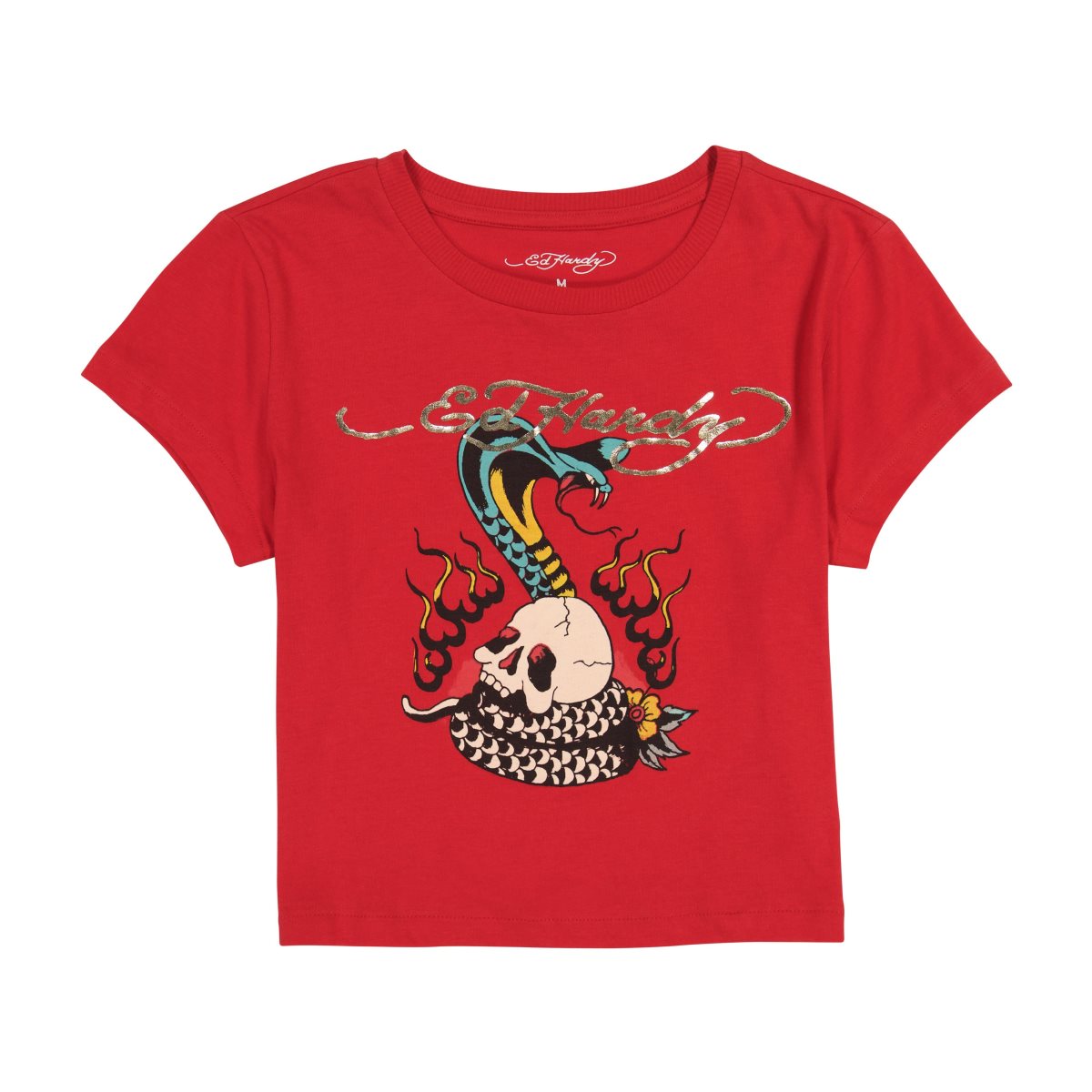 Red Ed Hardy Flame Cobra Baby Tee | WY7035986