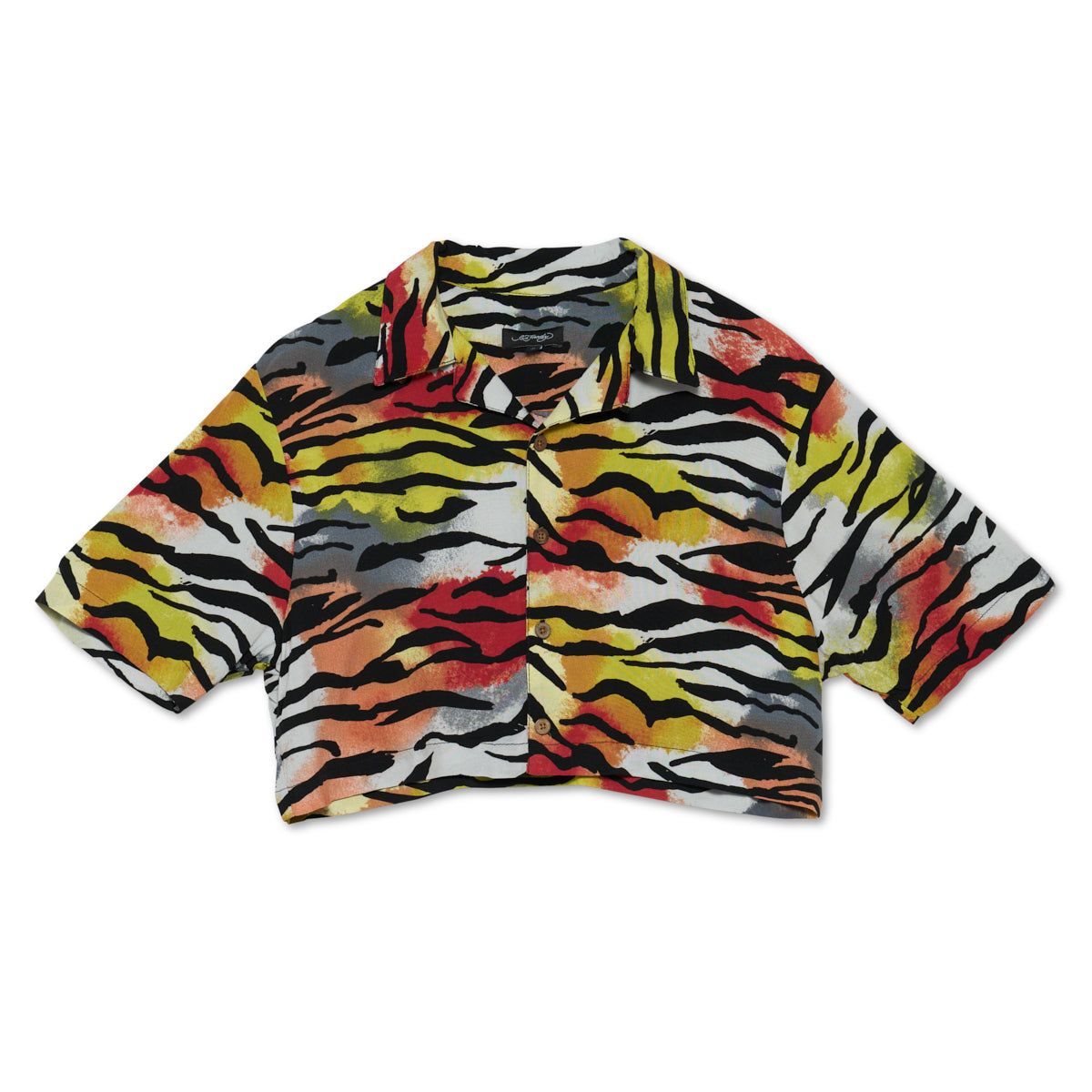 Tiger Ed Hardy Tiger Cropped Camp Shirt | QT6089524