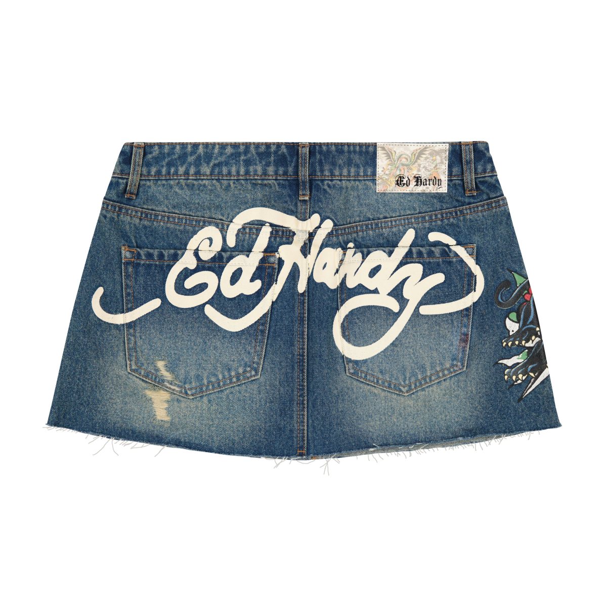 Wash Ed Hardy Panther Dagger Denim Mini Skirt | FQ8435791