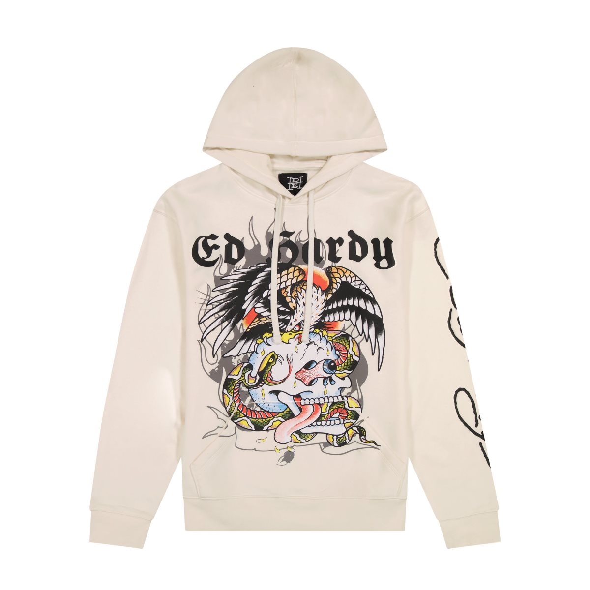 White Ed Hardy Battle Skull Mens Hoodie | SB8231957