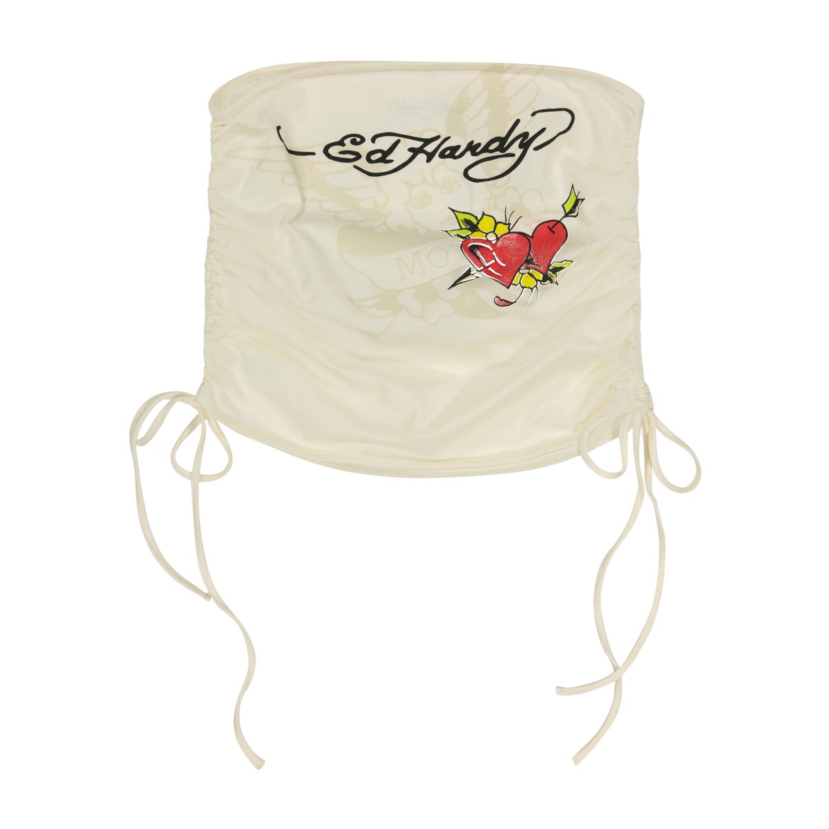 White Ed Hardy Cherubs Gathered Tube Top | JW4298751