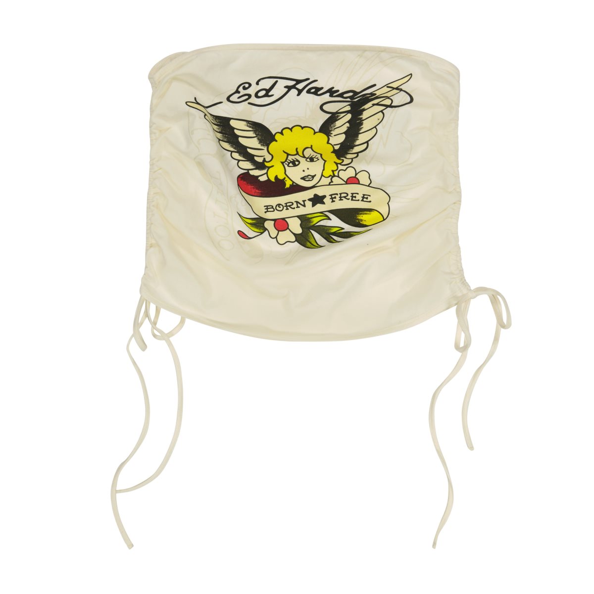 White Ed Hardy Cherubs Gathered Tube Top | JW4298751