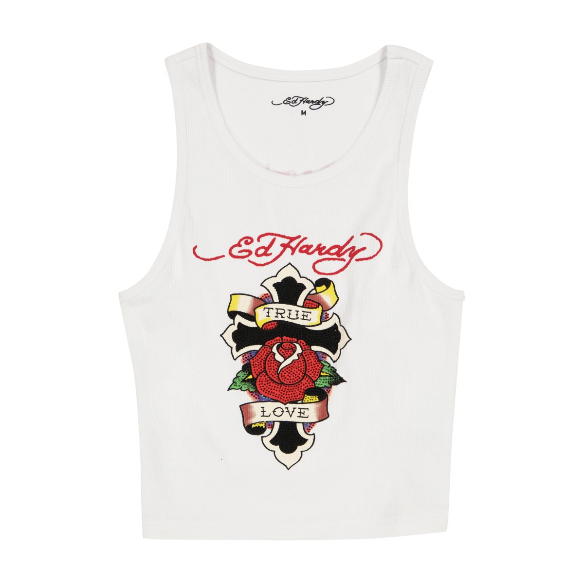 White Ed Hardy Cross Rib Tank Top | QL2806739