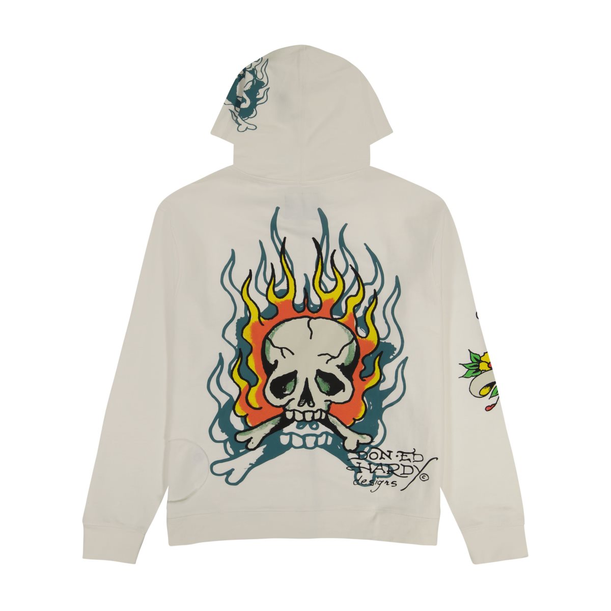 White Ed Hardy Flame Skull Hoodie | CP0817962