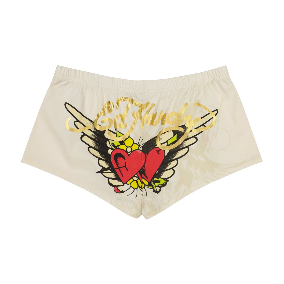 White Ed Hardy Heart Wings Booty Biker Shorts | GB1960574