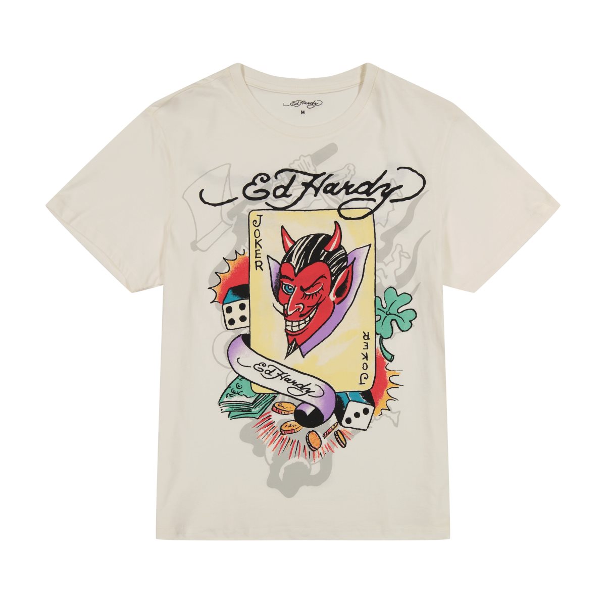 White Ed Hardy Joker Throwback Tee | NP0417653