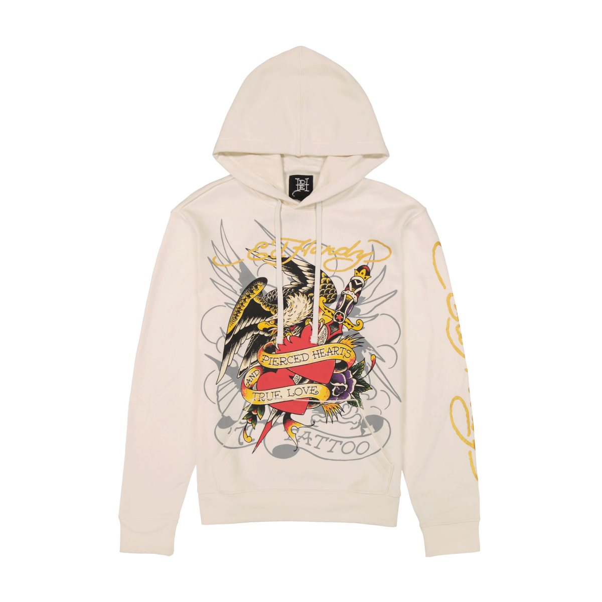 White Ed Hardy Pierced Eagle Mens Hoodie | OD6948305