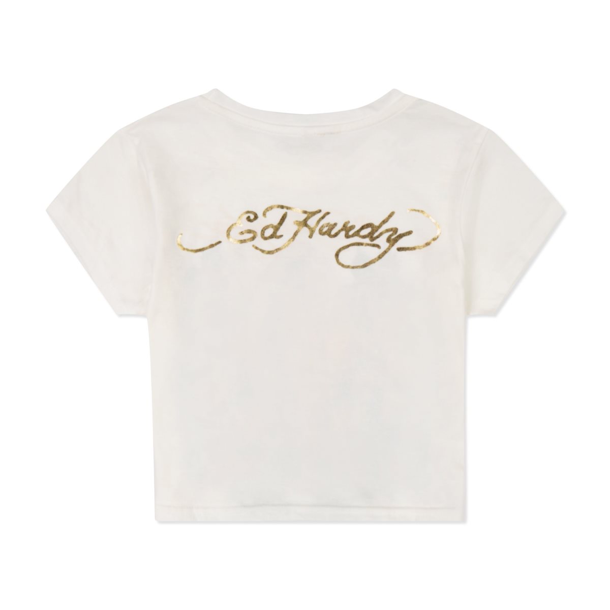 White Ed Hardy Rhinestone Mary Baby Tee | YD7361258