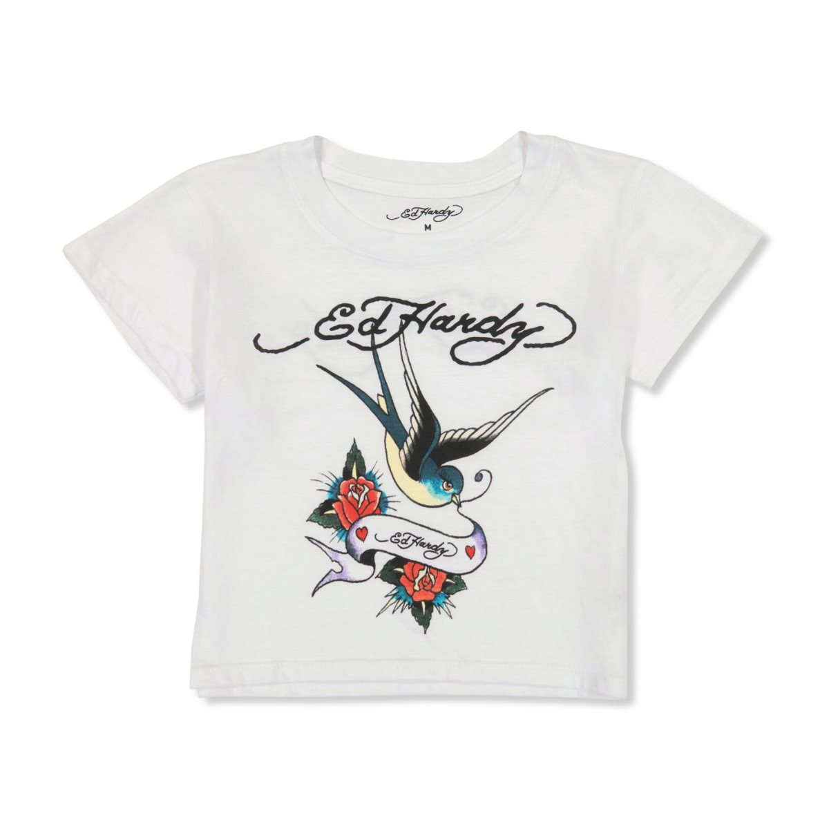 White Ed Hardy Swallow Bird Baby Tee | AX9670423